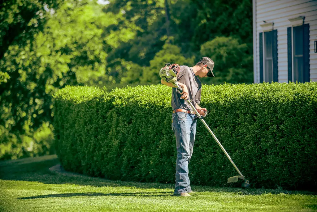 Pro-Mow worker weed waking.